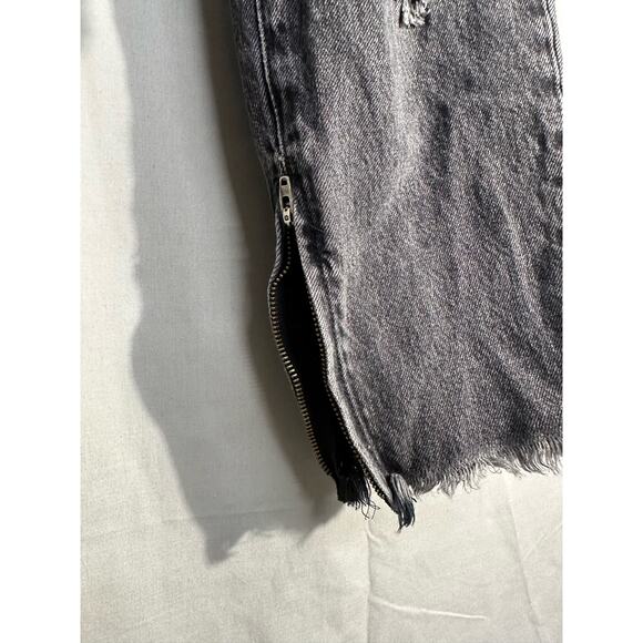 One Teaspoon Jeans Womens 28 Black High Waist Freebird Distressed Zip Ankle Crop - Picture 7 of 12